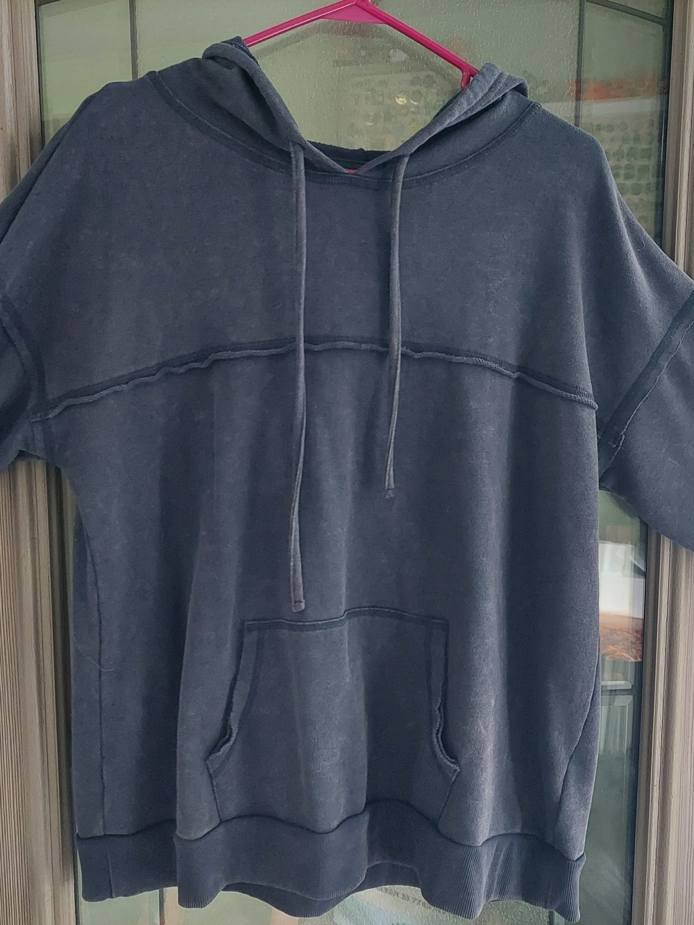 Washed Navy Hooded Crewneck Sweater